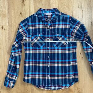 Stio Blue Plaid Organic Cotton Flannel Shirt women’s Sz S